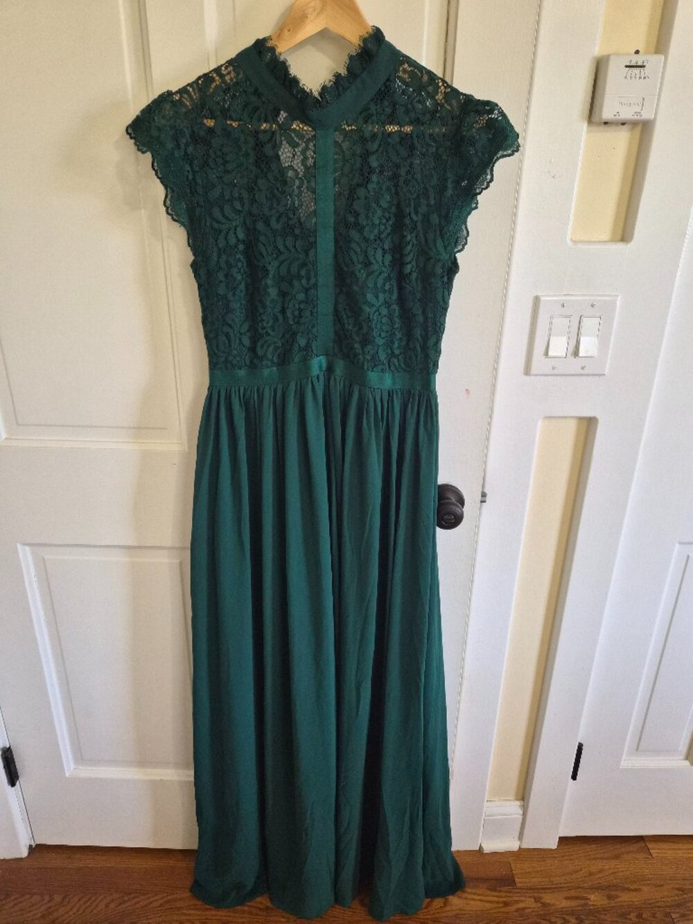 High neck lace maxi dress